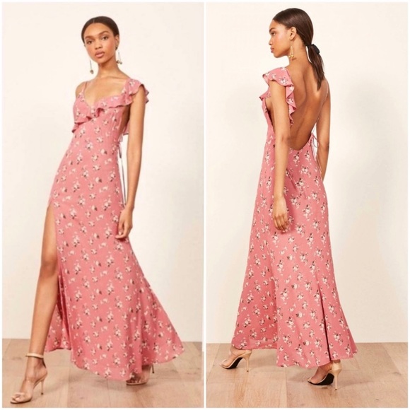 REFORMATION MARLENE TRISTA OPEN-BACK FLORAL DRESS - Picture 2 of 14